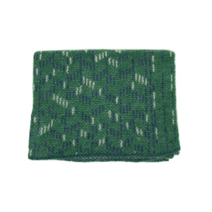 Knit scarf in blue green broken herringbone mohair nylon wool mix
