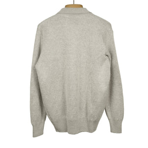 "Poll" ribbed polo sweater in cement cotton mohair nylon wool mix