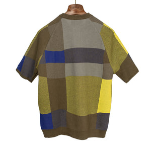 Motorhome knit t-shirt in Lego brown yellow and blue colorblock cotton