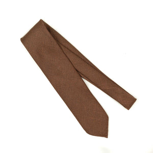Copper brown linen silk and cotton micro-herringbone tie