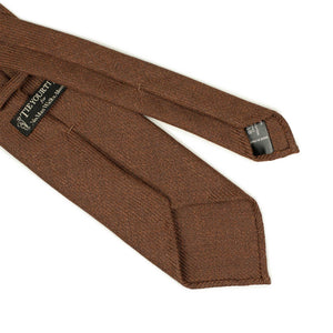 Copper brown linen silk and cotton micro-herringbone tie