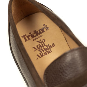 Chicago lugged penny loafer in two tone brown suede and Scotch grain calf