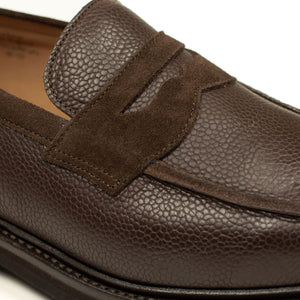 Chicago lugged penny loafer in two tone brown suede and Scotch grain calf