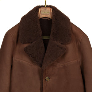Exclusive "Redford" shearling rancher coat in brown suede