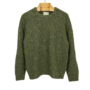 Chunky rib Irish Donegal wool sweater in "Olive Drab"