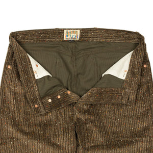 Five pocket pants in rustic brown donegal Italian cotton corduroy