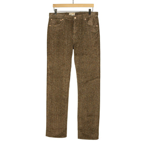 Five pocket pants in rustic brown donegal Italian cotton corduroy