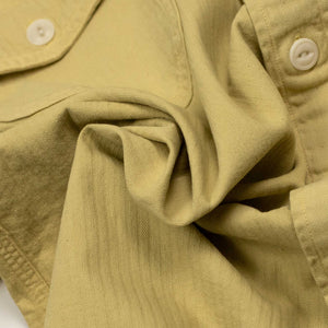 Chainstitched workshirt in yellow chamois cotton herringbone