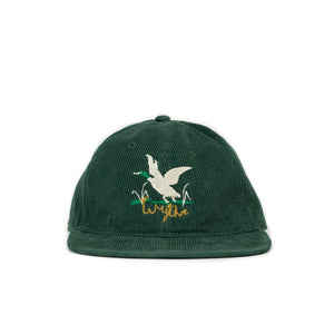 Exclusive corduroy cap in green with mallard embroidery (restock)