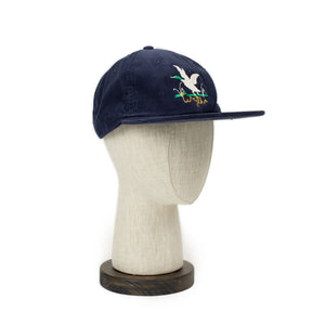 Exclusive corduroy cap in navy with mallard embroidery