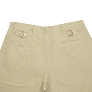 Flat front chino in natural rustic cotton/linen canvas