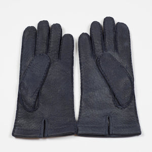 Navy real peccary gloves, cashmere lined