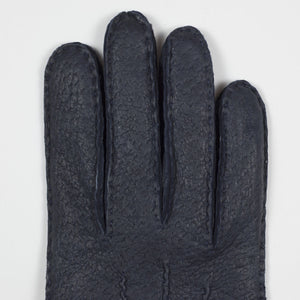 Navy real peccary gloves, cashmere lined