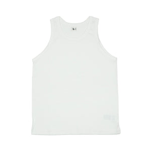 U-neck tank top in off-white cotton and silk jersey (restock)