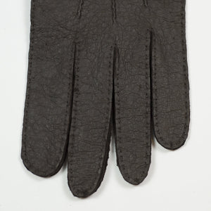 Brown real peccary unlined gloves