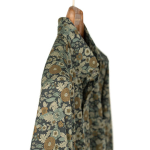 Button down shirt in blue floral print cotton twill